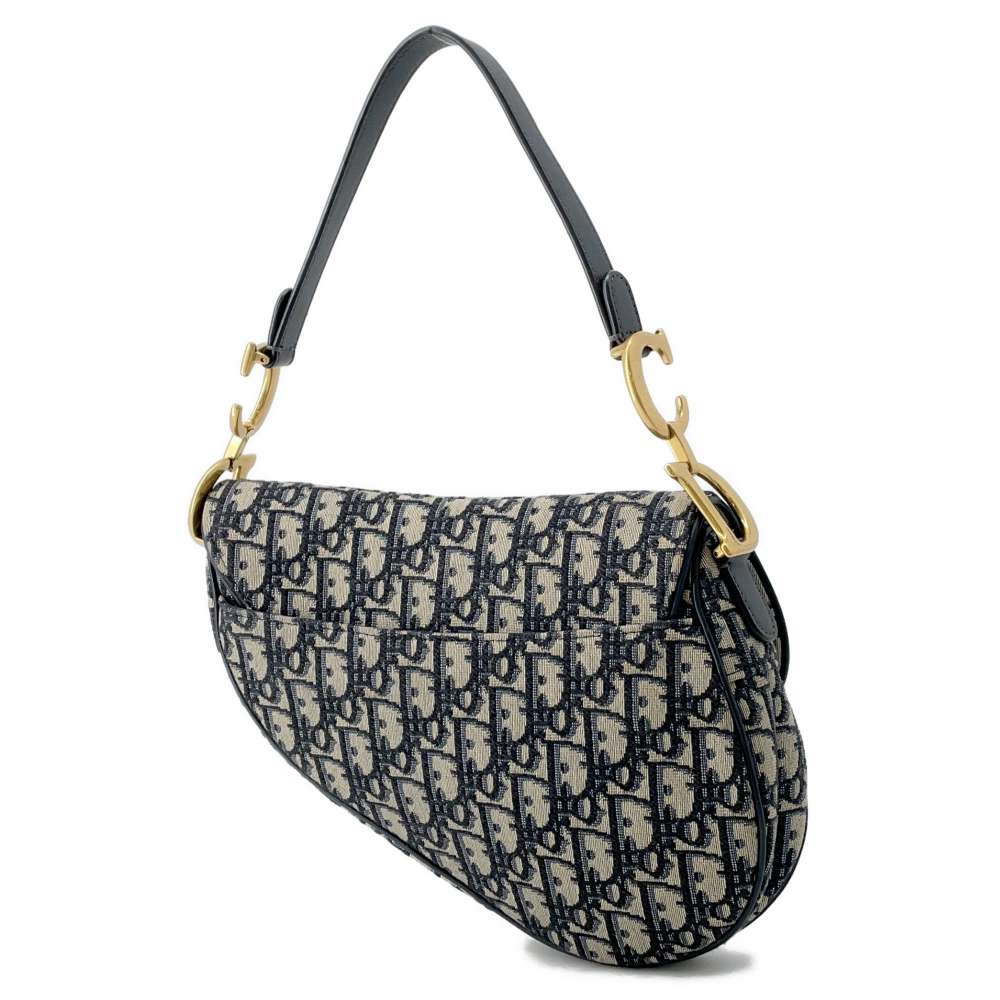 Dior Oblique Saddlebag Navy M0446CTZQ Canvas Leather