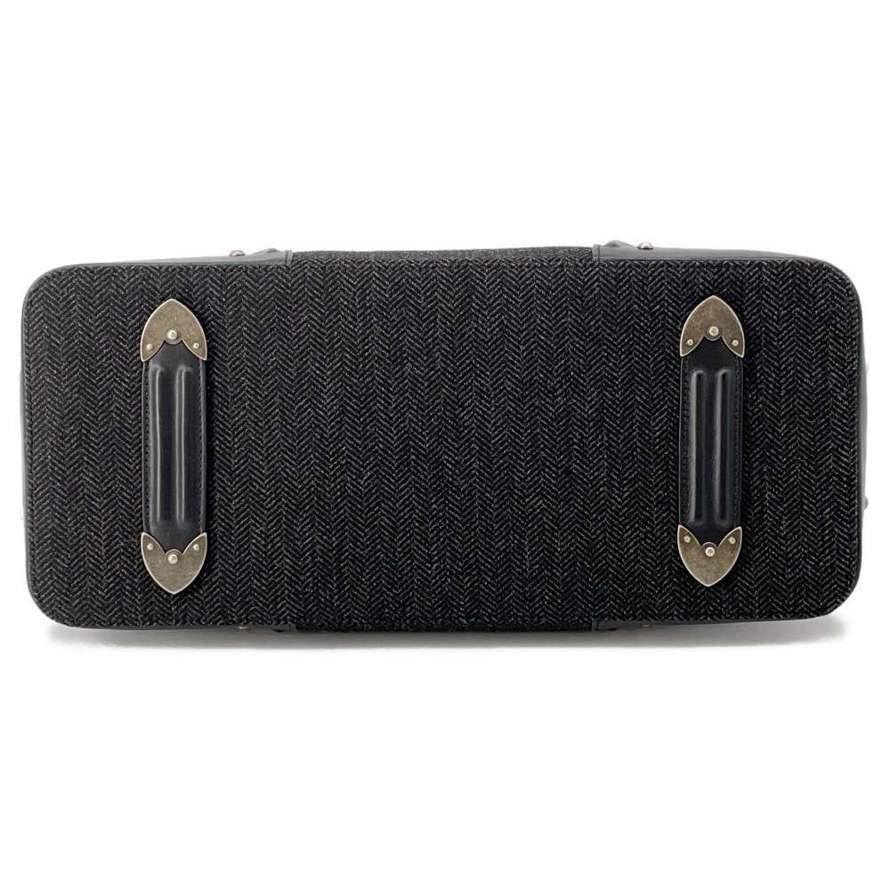 Dior Chain flap Tote Bag Black Wool  Leather