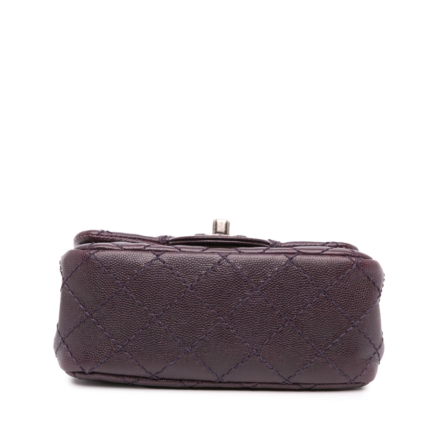 Purple Chanel Mini Square Classic Caviar Single Flap Crossbody Bag