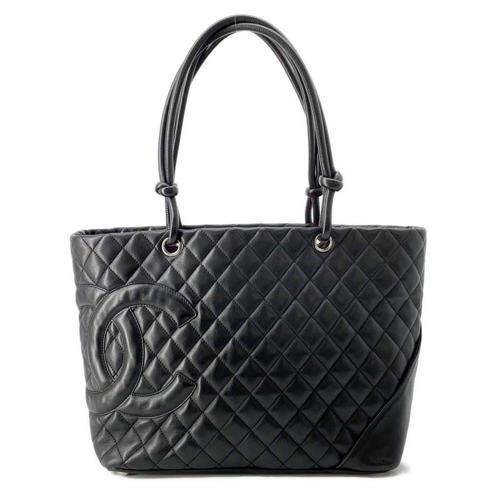 CHANEL Cambon line Tote Bag Black A25169 Leather Size Large