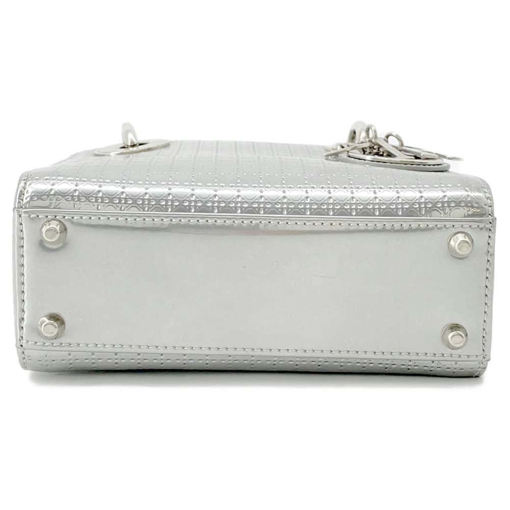 Dior Microcannage Lady Dior Silver Patent Leather Size Mini