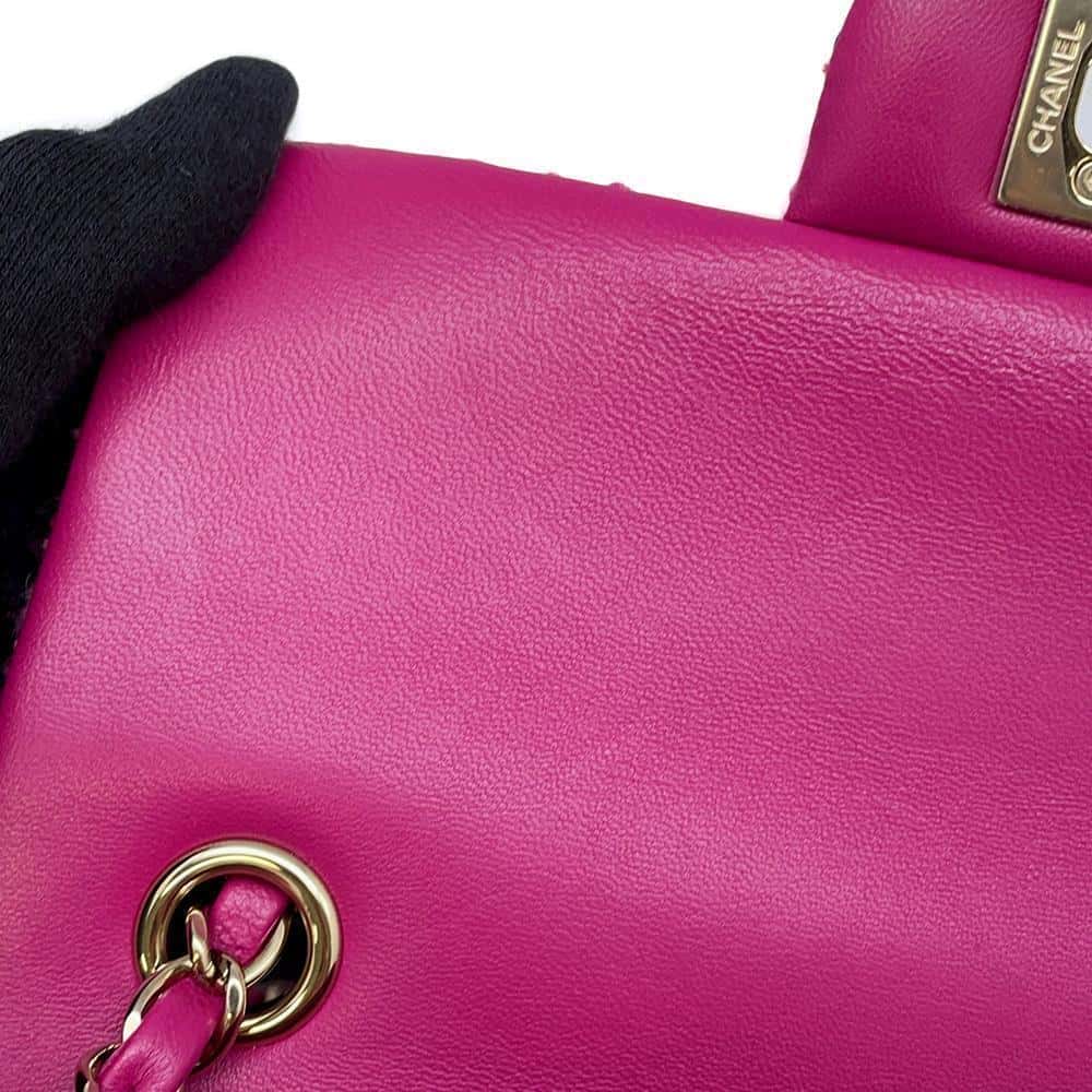 CHANEL Mini Classic Shoulder Bag Pink/Fuchsia/Navy Blue/Black A69900 Wool  Cotton Mix Fiber Size 20