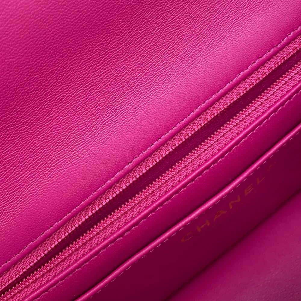 CHANEL Mini Classic Shoulder Bag Pink/Fuchsia/Navy Blue/Black A69900 Wool  Cotton Mix Fiber Size 20