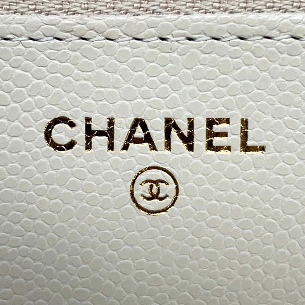 CHANEL Chain wallet Light Gray AP0250 Caviar Leather