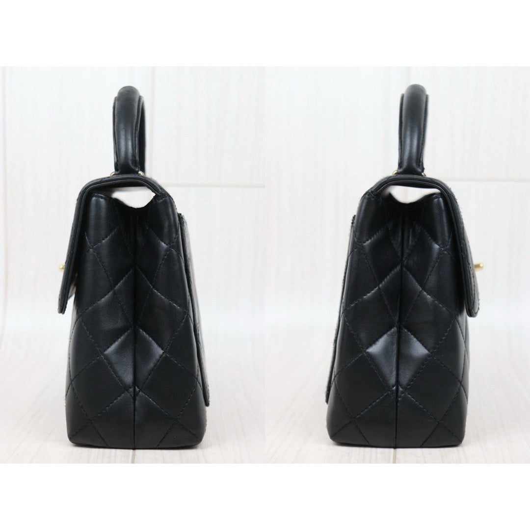 Very Good ( Rank A)｜CHANEL Lamb Skin COCO Hand bag Small Black  Made In 1997-1999 Year｜S25033006