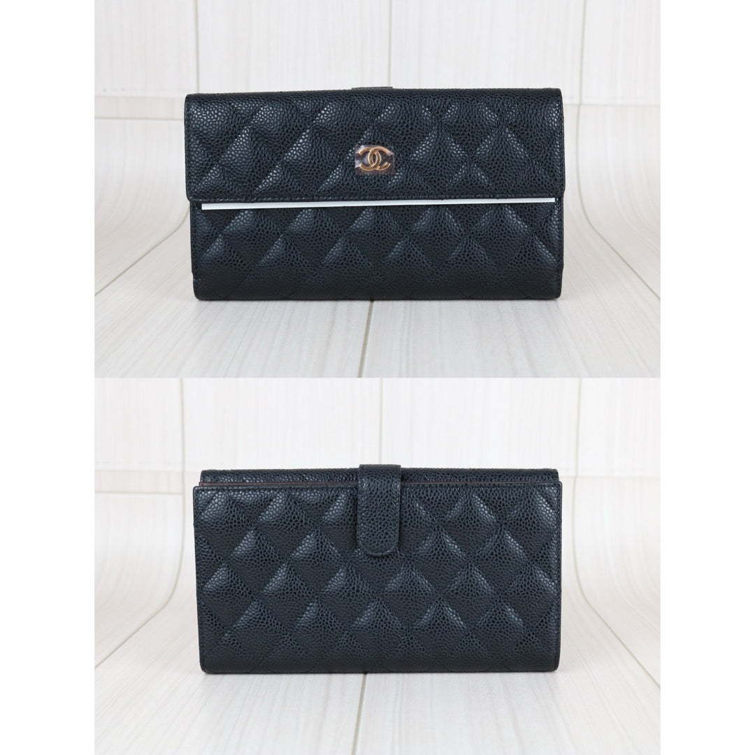Excellent（Rank SA）｜CHANEL Caviar Skin Black Long Wallet Made In 2013- 2014Year｜X25051208