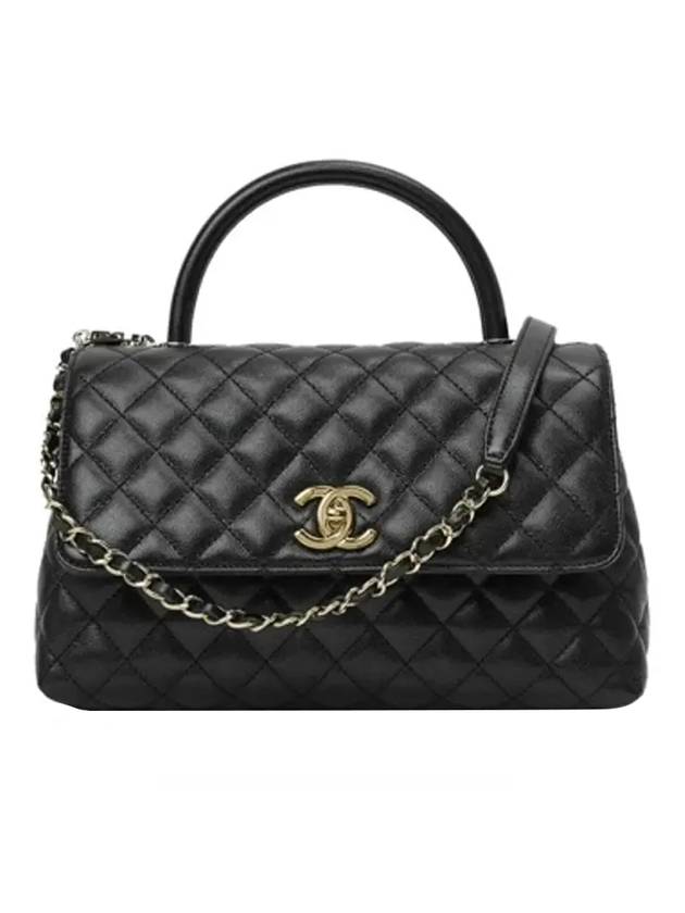 Coco Handle Medium Flap Tote Bag Black Chanel