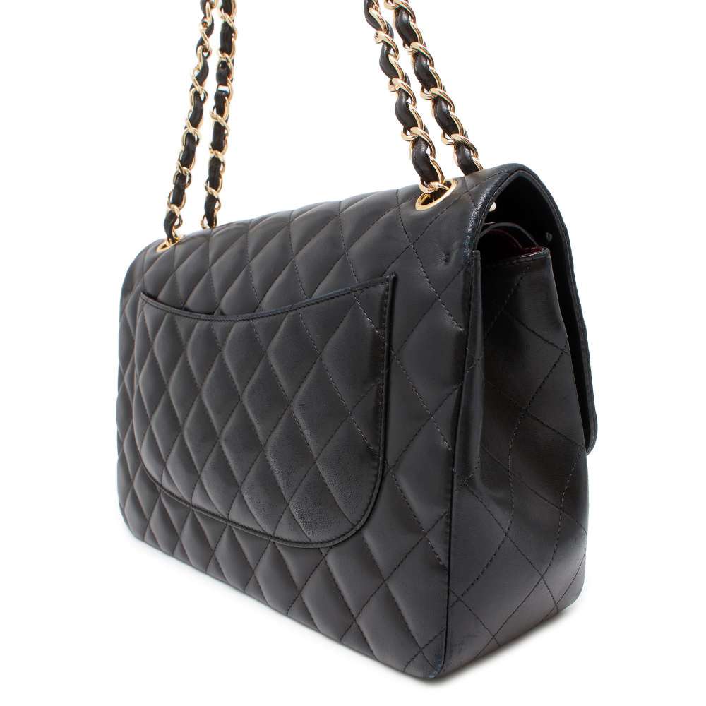 CHANEL Matelasse W Flap ChainShoulder Bag Black A58600 Lambskin Size 30