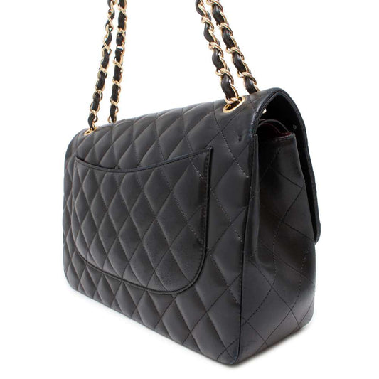CHANEL Matelasse W Flap ChainShoulder Bag Black A58600 Lambskin Size 30