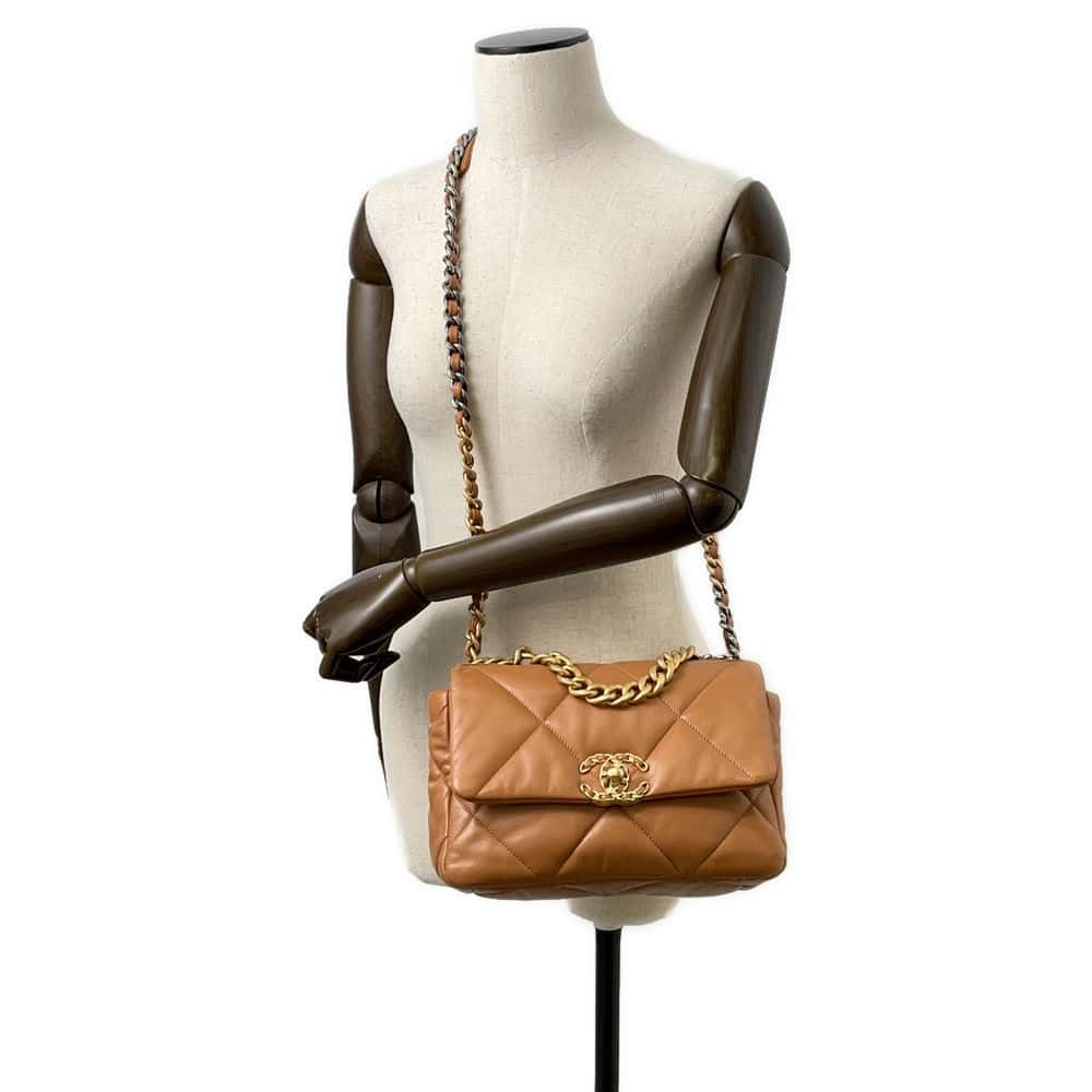 CHANEL CHANEL19 Chain Shoulder Bag Brown AS1160 Lambskin