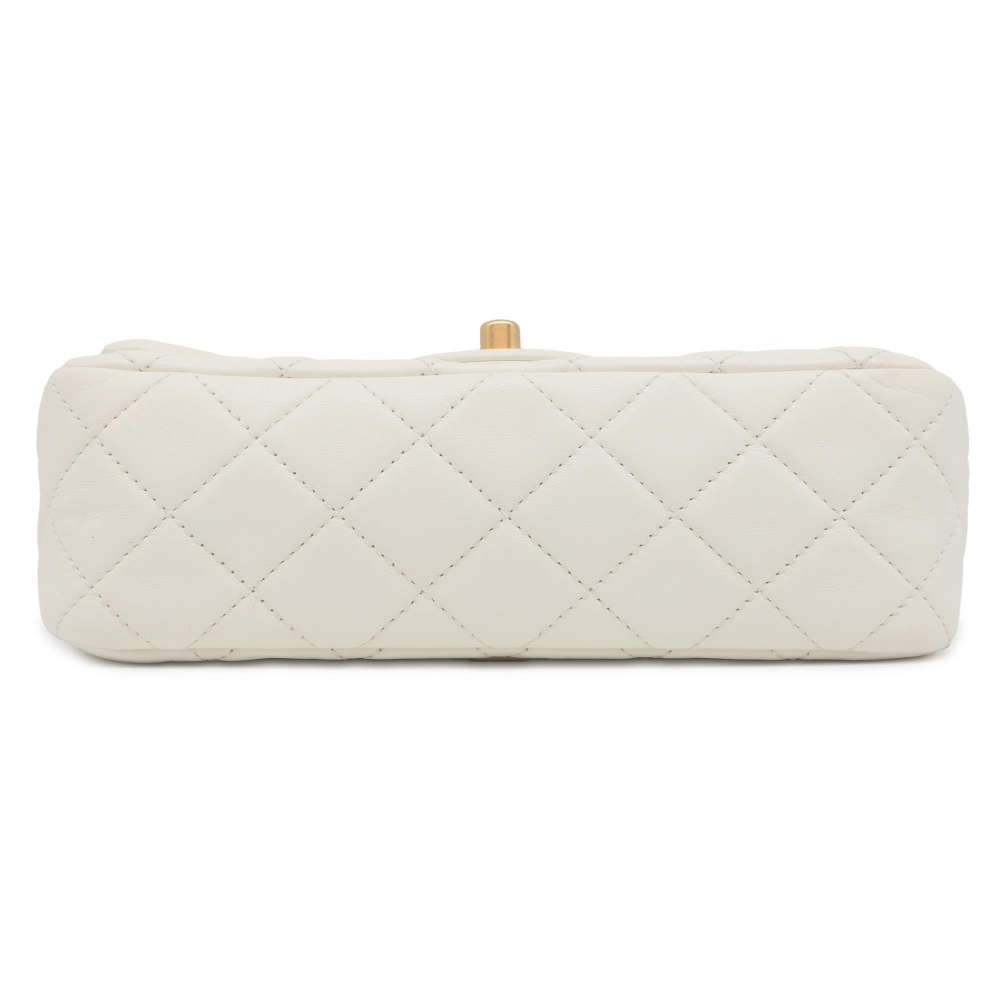 CHANEL Mini Matelasse Cocoball ChainShoulder Bag White AS1787 Lambskin Size 20