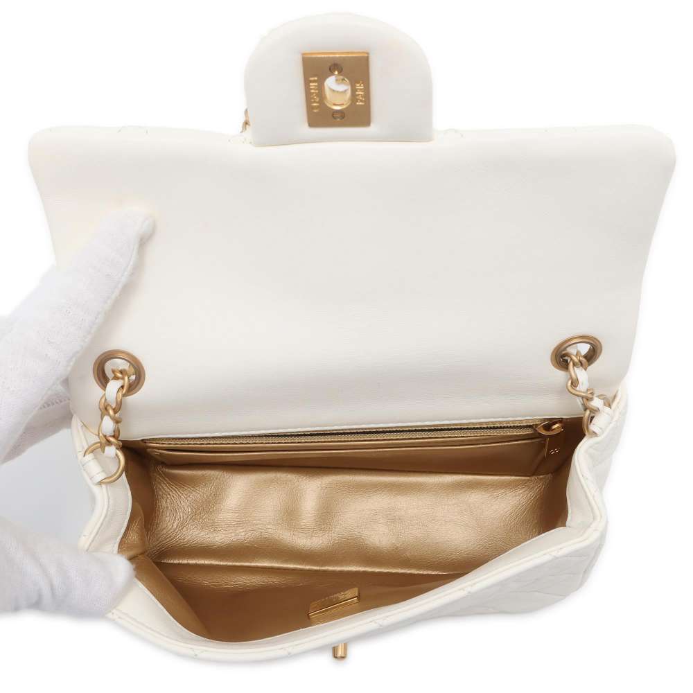 CHANEL Mini Matelasse Cocoball ChainShoulder Bag White AS1787 Lambskin Size 20