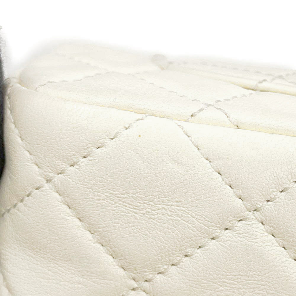 CHANEL Mini Matelasse Cocoball ChainShoulder Bag White AS1787 Lambskin Size 20