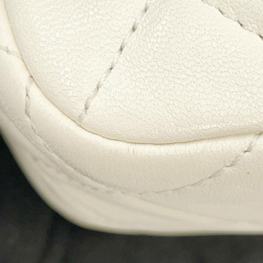 CHANEL Mini Matelasse Cocoball ChainShoulder Bag White AS1787 Lambskin Size 20