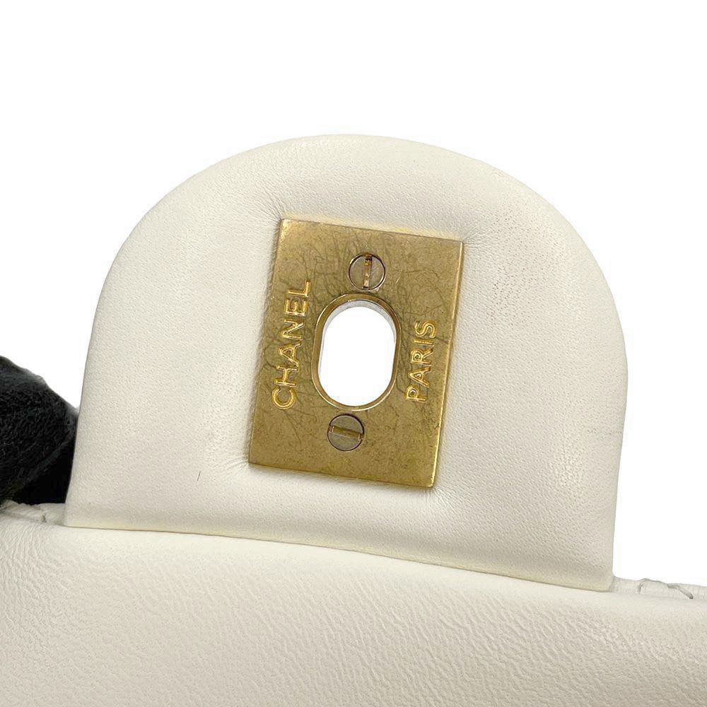 CHANEL Mini Matelasse Cocoball ChainShoulder Bag White AS1787 Lambskin Size 20