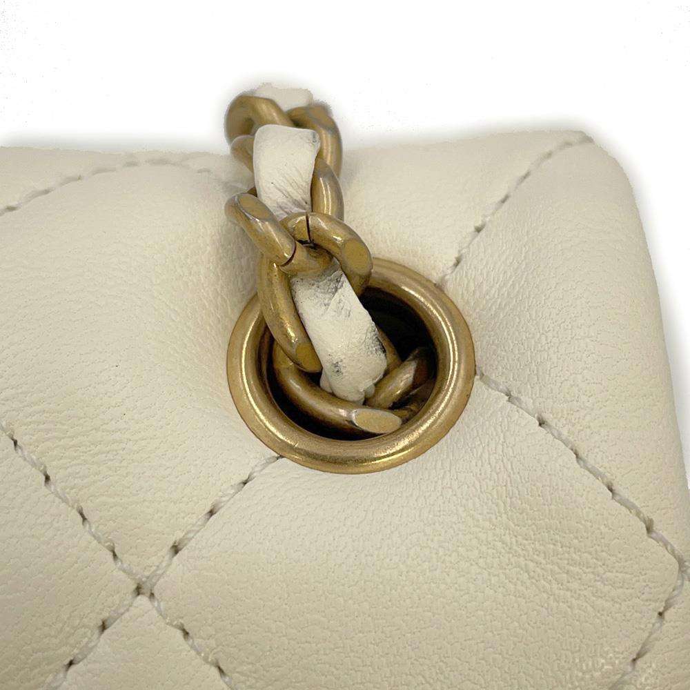 CHANEL Mini Matelasse Cocoball ChainShoulder Bag White AS1787 Lambskin Size 20