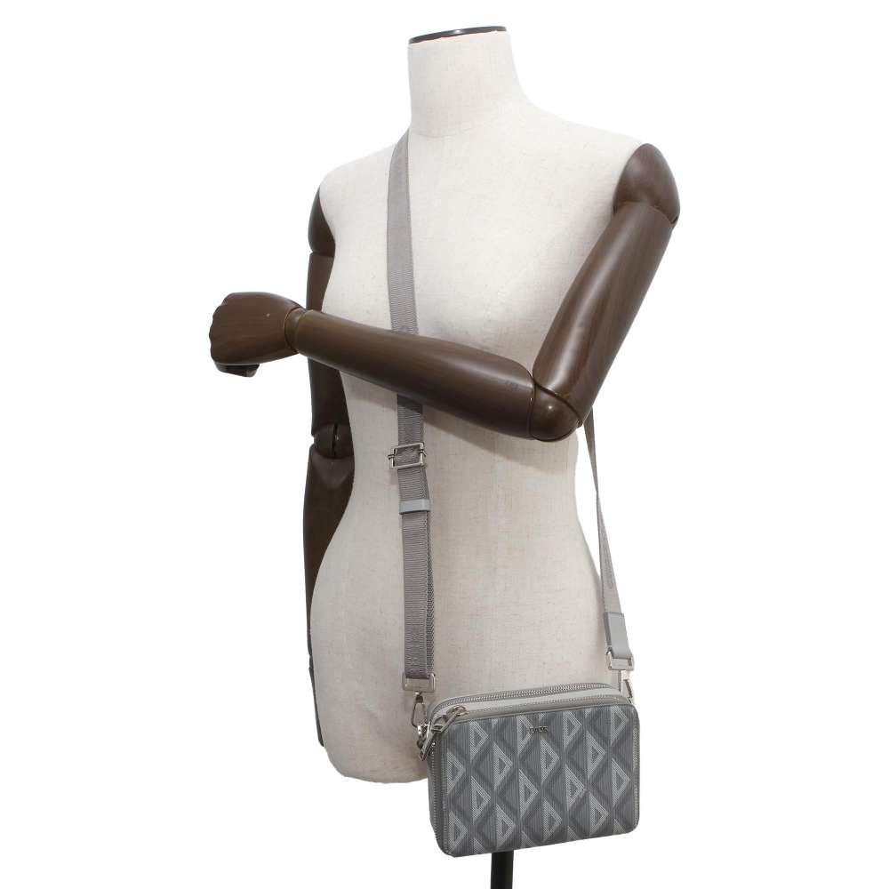 Dior CDDiamond Shoulder Bag Gray 2ESBC119DCO PVC Coated Canvas Leather