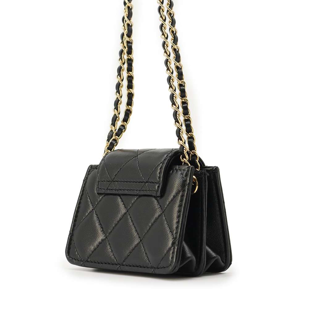 CHANEL Mini Matelasse ChainClutch Black AP3001 Lambskin Size Mini