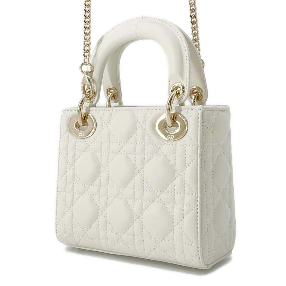 Dior Lady Dior Cannage 2WAY Handbag latté M0505ONGE Lambskin Size Mini