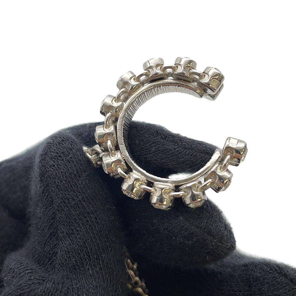 CHANEL Finger Bracelet Ring Bracelet CC Logo Size S Silver AB7144 Metal  Rhinestone