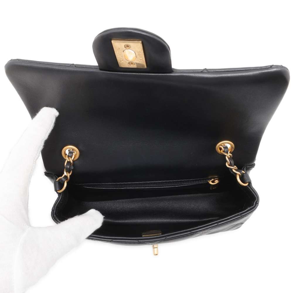 CHANEL Mini Matelasse Heart ChainShoulder Bag Black AS3457 Lambskin Size 20