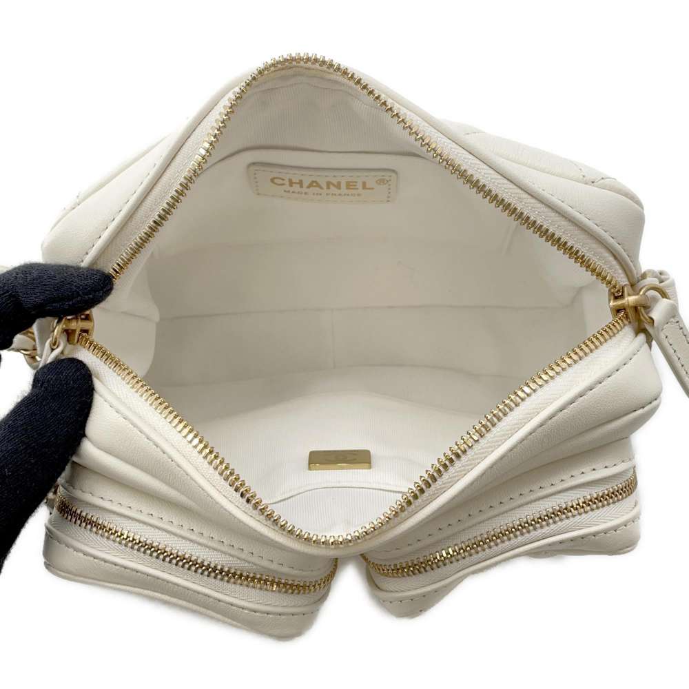 CHANEL Small Camera Bag White AS2923 Leather