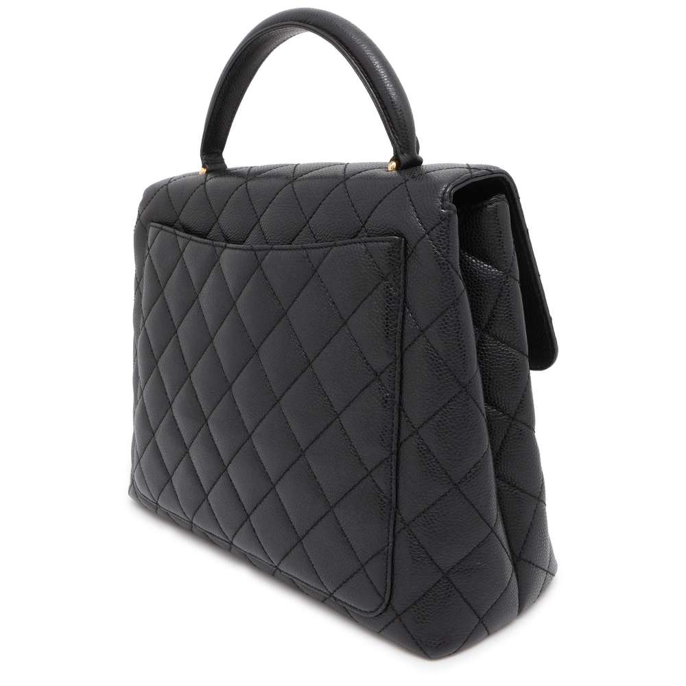 CHANEL Matelasse top handle bag Black A12397 Caviar Leather
