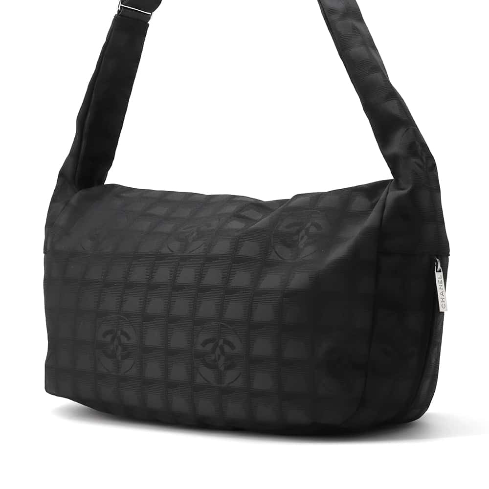 CHANEL New Travel Line Messenger Bag Black A29348 Nylon Leather