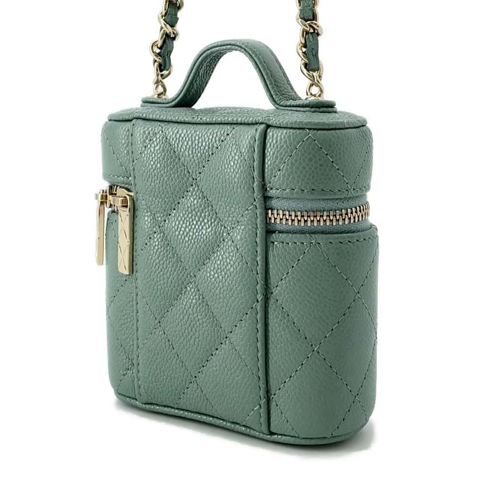 CHANEL Small Vanity Shoulder Bag Green AP2503 Caviar Leather