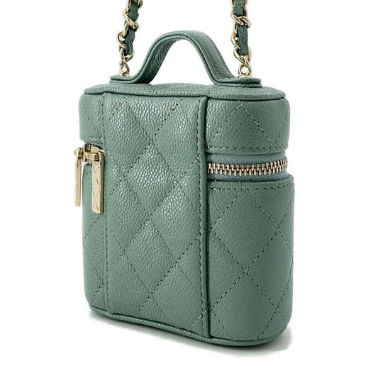 CHANEL Small Vanity Shoulder Bag Green AP2503 Caviar Leather