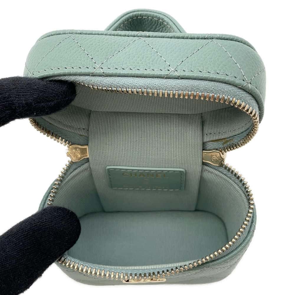 CHANEL Small Vanity Shoulder Bag Green AP2503 Caviar Leather