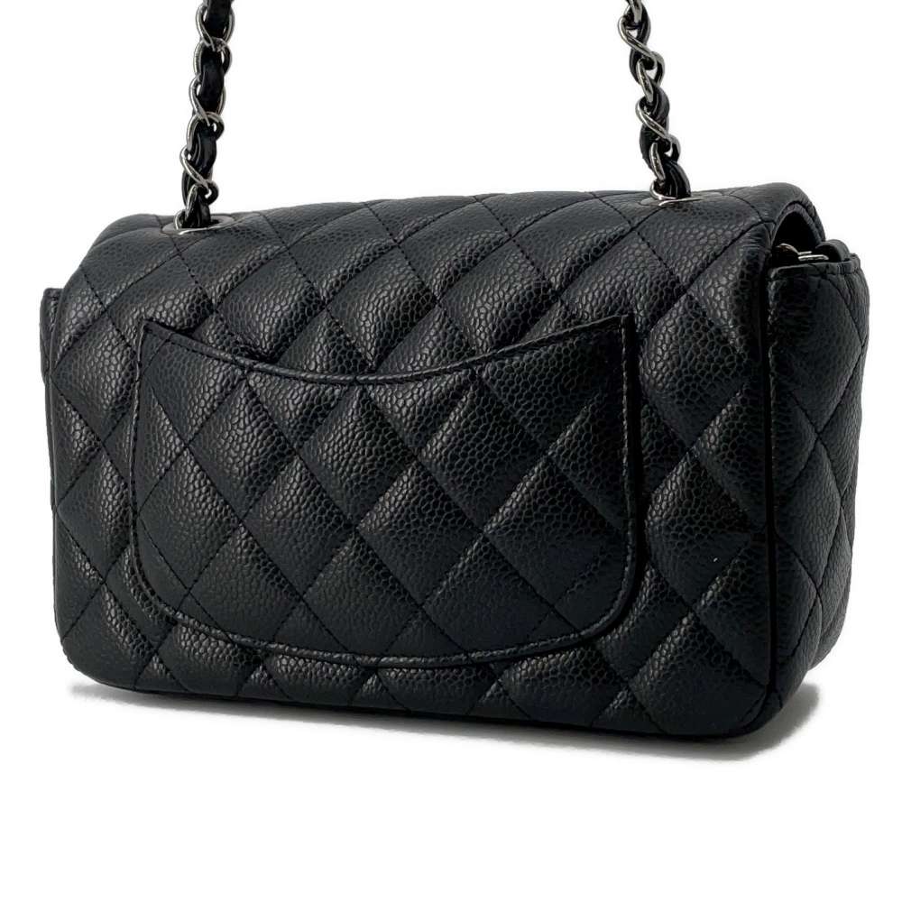 CHANEL Matelasse Single Flap ChainShoulder Bag Black A69900 Caviar Leather Size 20