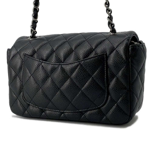 CHANEL Matelasse Single Flap ChainShoulder Bag Black A69900 Caviar Leather Size 20
