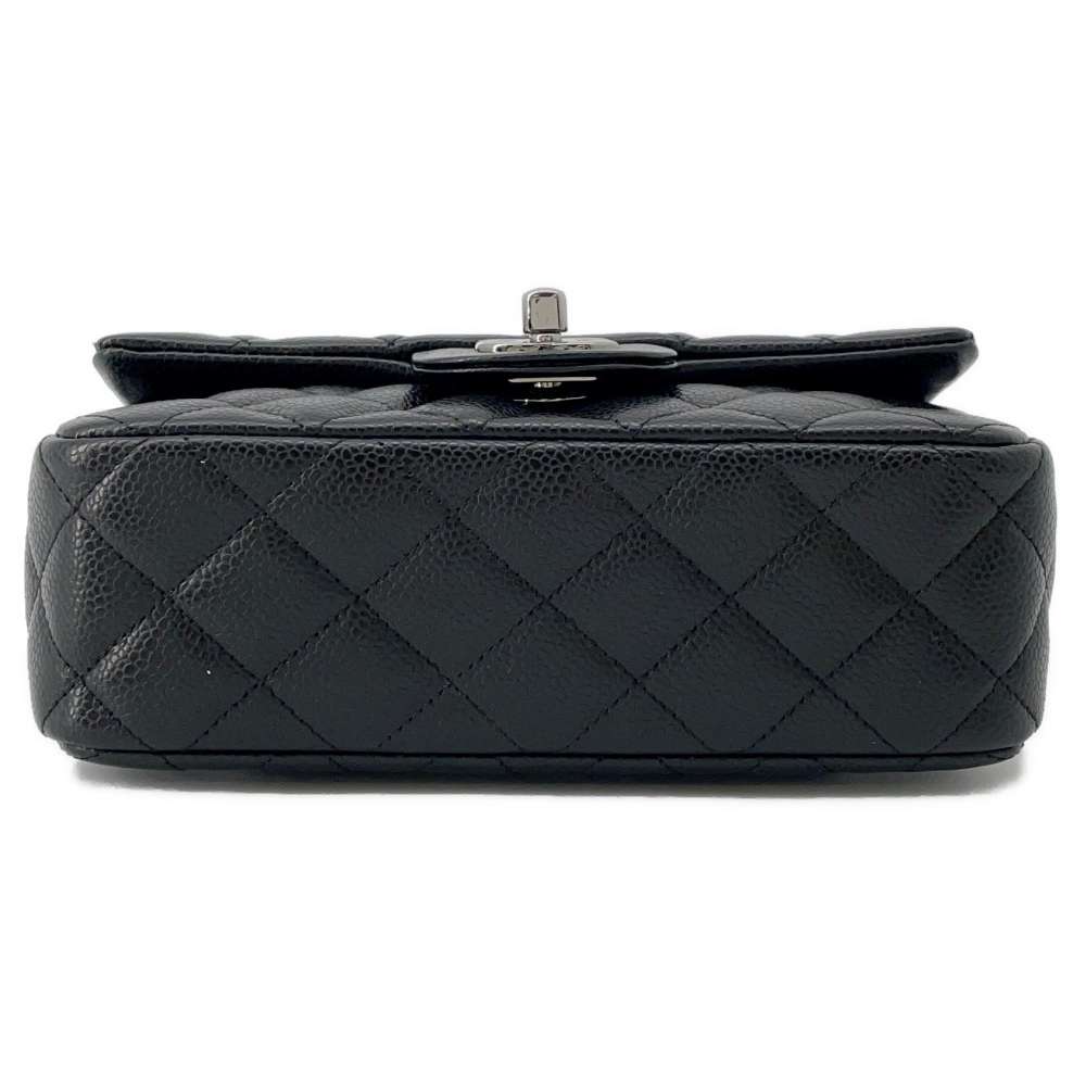 CHANEL Matelasse Single Flap ChainShoulder Bag Black A69900 Caviar Leather Size 20