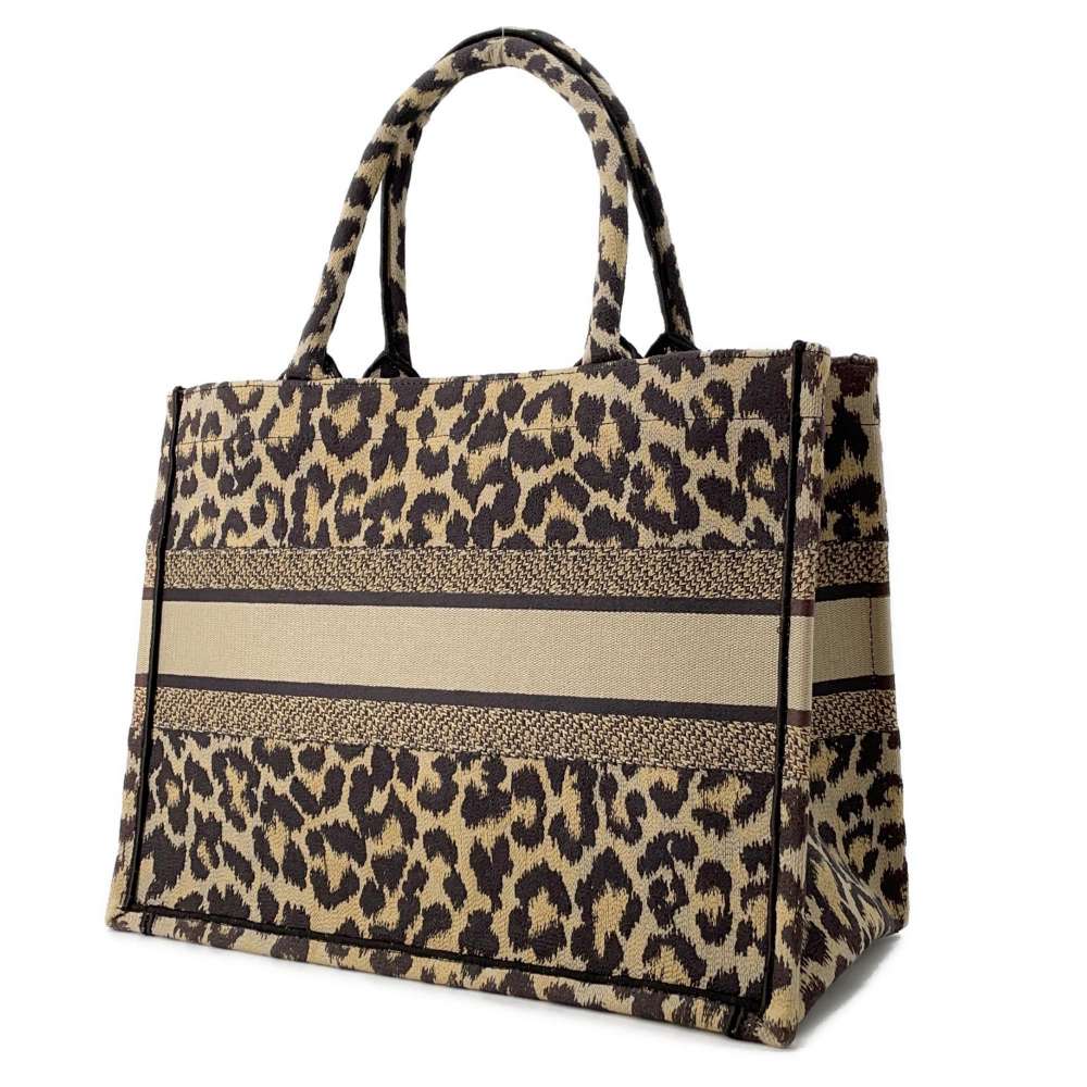 Dior Book Tote Leopard Beige Canvas Size Medium