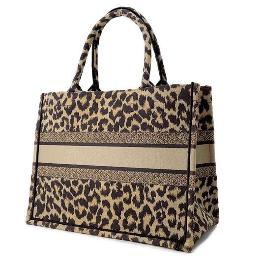 Dior Book Tote Leopard Beige Canvas Size Medium