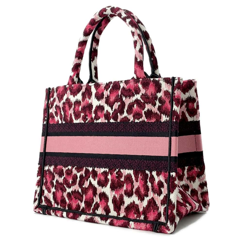 Dior Book Tote Leopard Pink Canvas Size Small