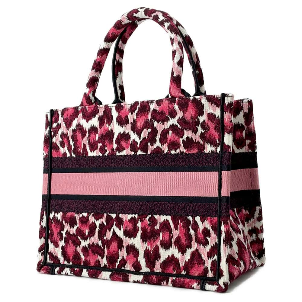 Dior Book Tote Leopard Pink Canvas Size Small