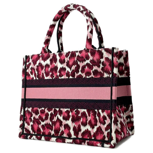 Dior Book Tote Leopard Pink Canvas Size Small