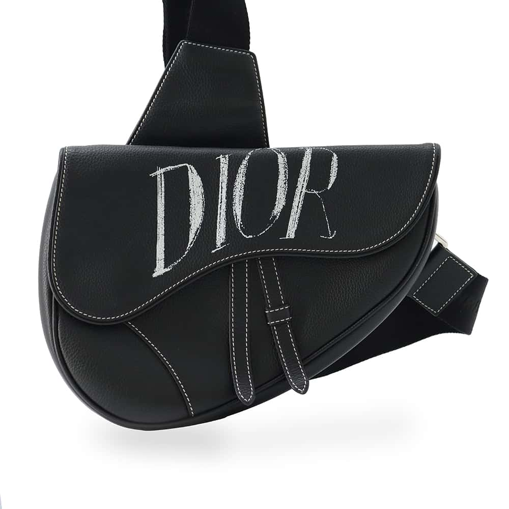 Dior Saddle Crossbody Bag Alex Fox collaboration Black Leather