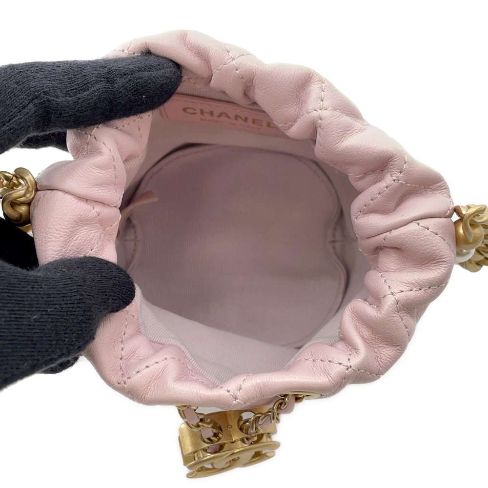 CHANEL Pearl ChainShoulder Bag Pink AS2529 Leather