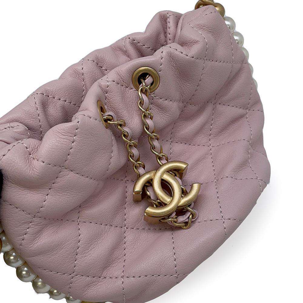 CHANEL Pearl ChainShoulder Bag Pink AS2529 Leather