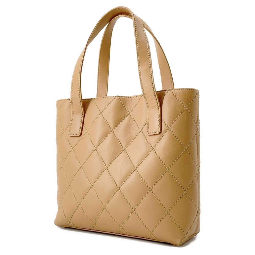 CHANEL Matelasse Wild Stitch Handbag Beige A18126 Leather