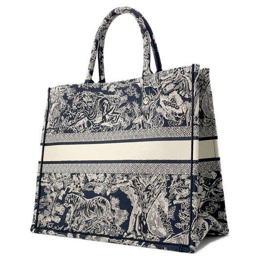 Dior Book Tote Reverse Toile de Jouy Embroidery Navy/White M1286ZRGO Canvas Size Large