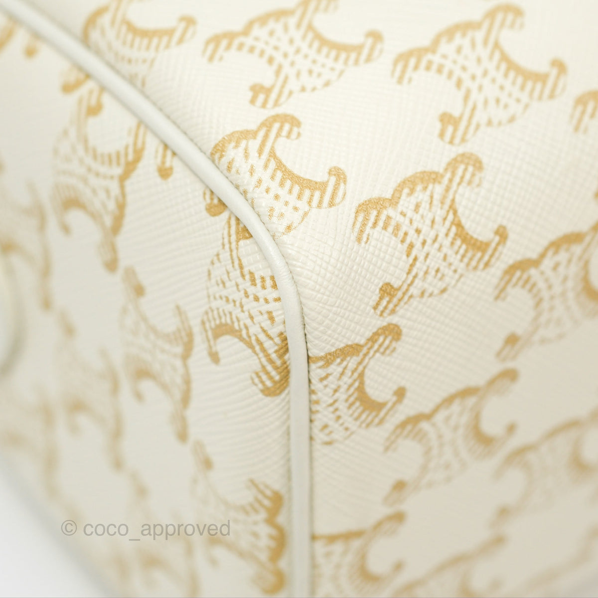 Celine Small Triomphe Canvas Boston Bag White Calfskin