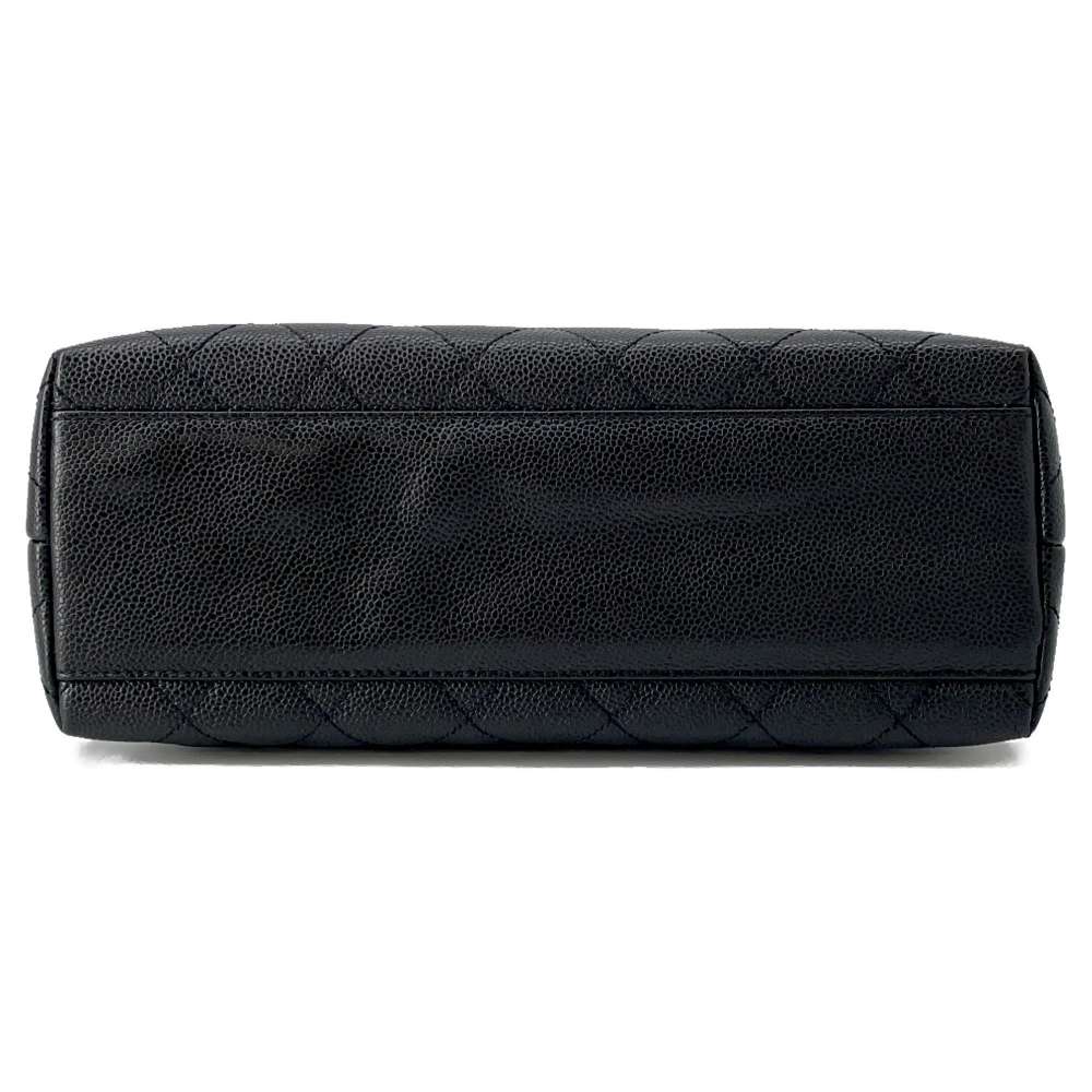 CHANEL Matelasse Top Handle Handbag Black A12397 Caviar Leather