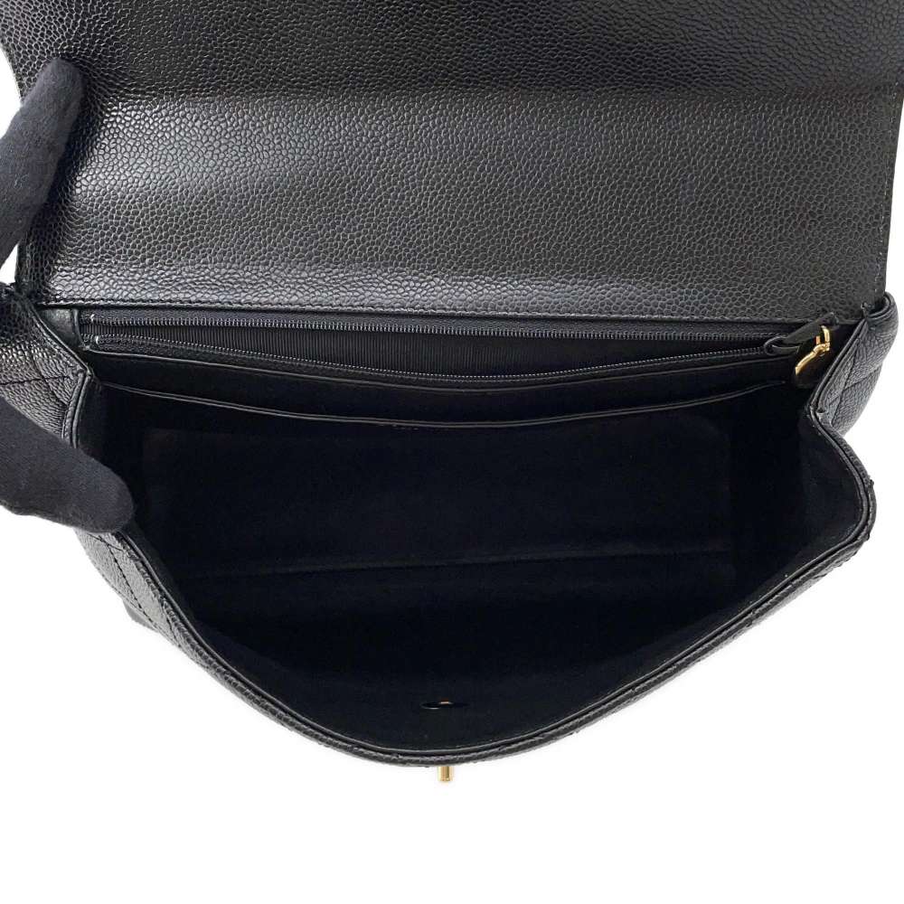 CHANEL Matelasse Top Handle Handbag Black A12397 Caviar Leather