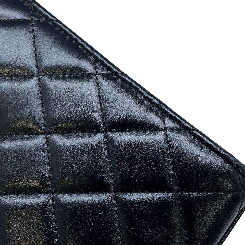 CHANEL Phone Folder Matelasse ChainShoulder Black AP2291 Shiny Calf Leather
