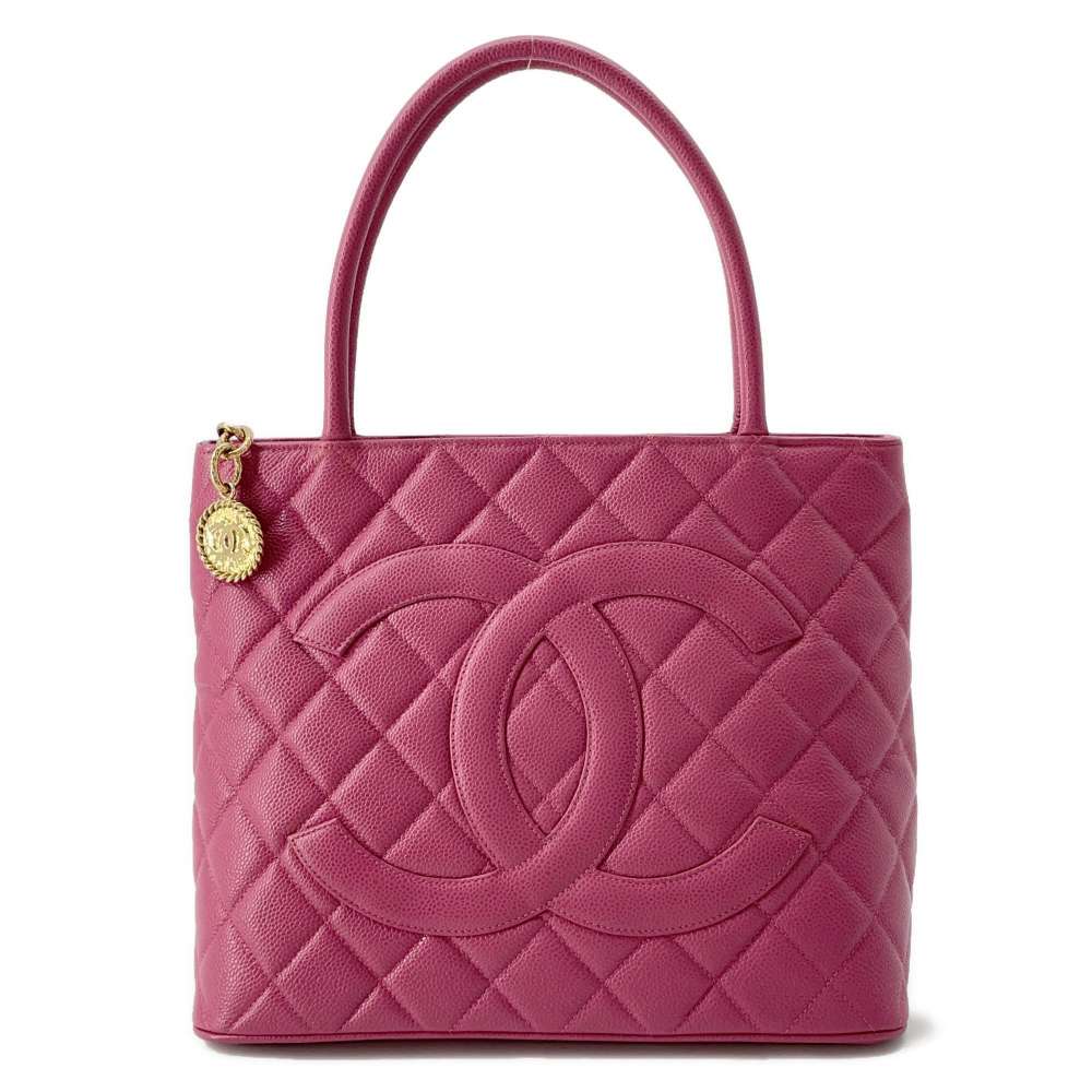 CHANEL Medallion Tote Pink A01804 Caviar Leather