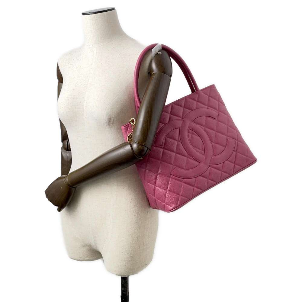 CHANEL Medallion Tote Pink A01804 Caviar Leather